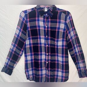 SALE 2/$20 🤩 Old Navy Navy Blue Pink Plaid Button Down Shirt Medium M